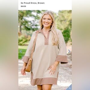 Chic Soul “So Proud” Brown Striped Dress - New With Tags